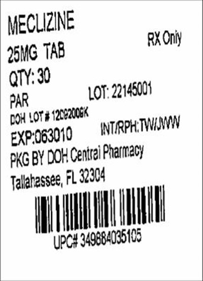 25mg Label (Meclizine 25mg(par))